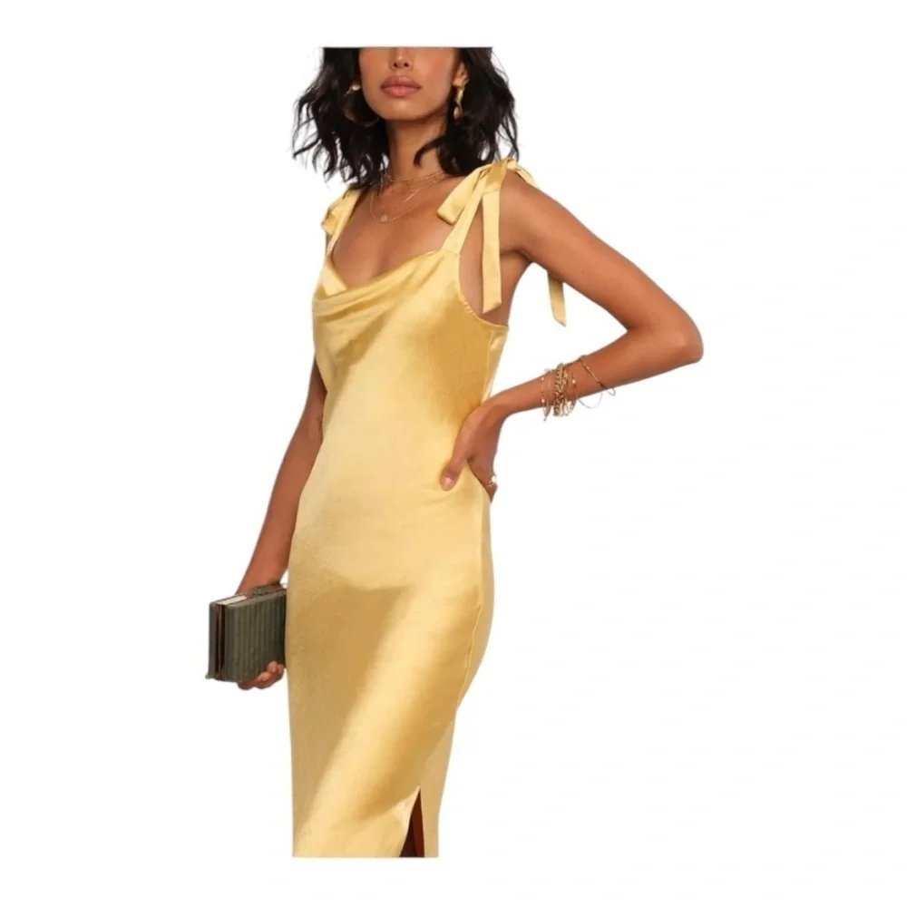 Heartloom Cinta Slip Dress in Gold - Picture 3 of 11